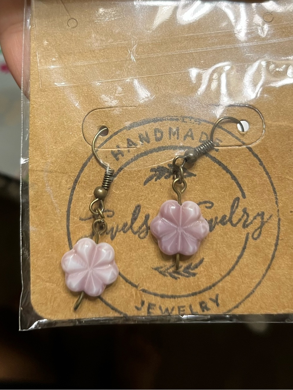 Handmade Pink Flower Drop Earrings BNIB